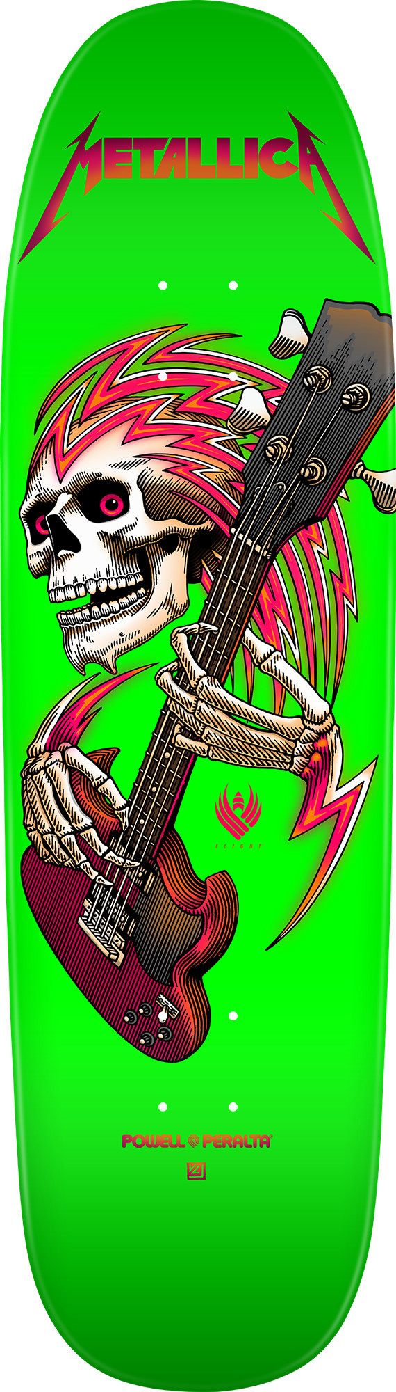 Powell Peralta Flight Metallica Collab Skateboard Deck Lime Green 9.