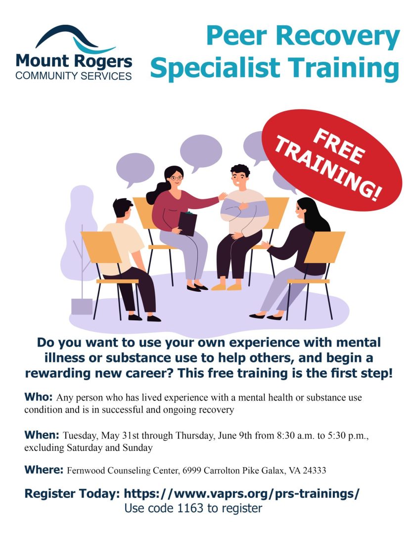 Free Peer Recovery Specialist Training Mount Rogers