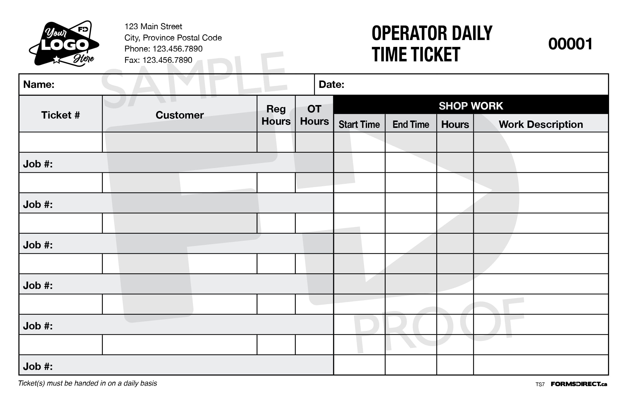 Operator Daily Time Ticket TS7 Custom Template Forms Direct