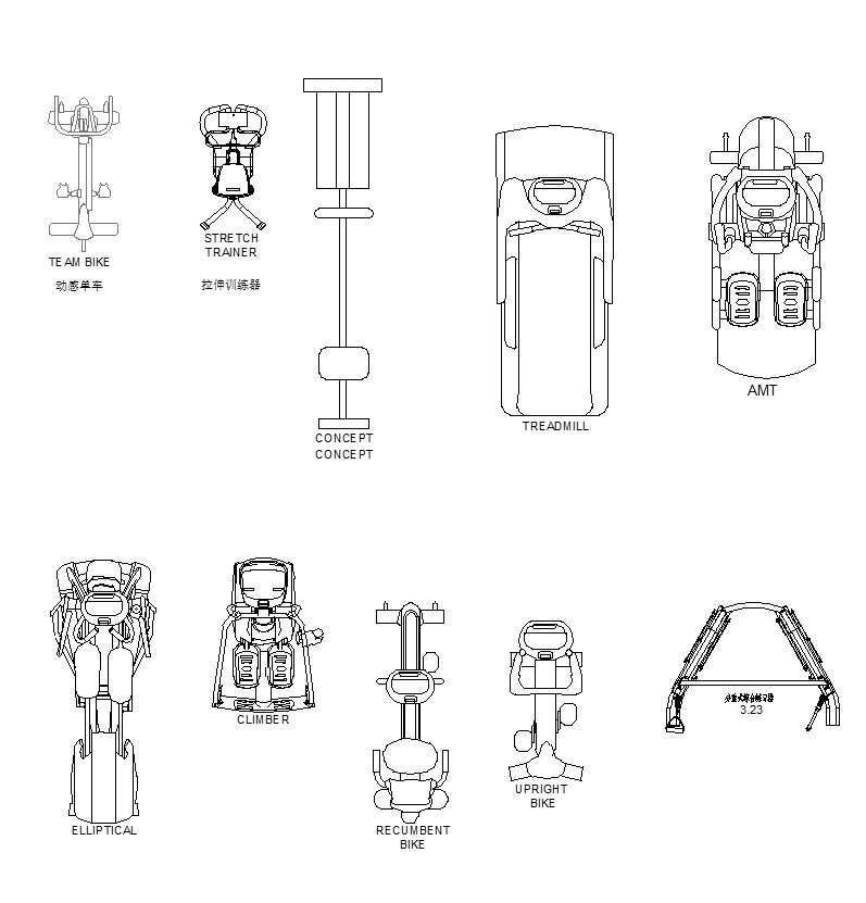 All Gym,Fitness equipment CAD Blocks BundleStadium,Gymnasium, playground, sports hall V.2】Gem