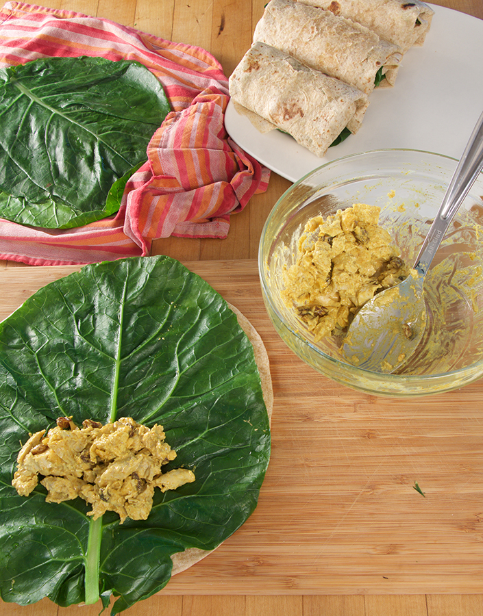 Collard Green Wraps with Curry Chicken Salad Main Street Farms