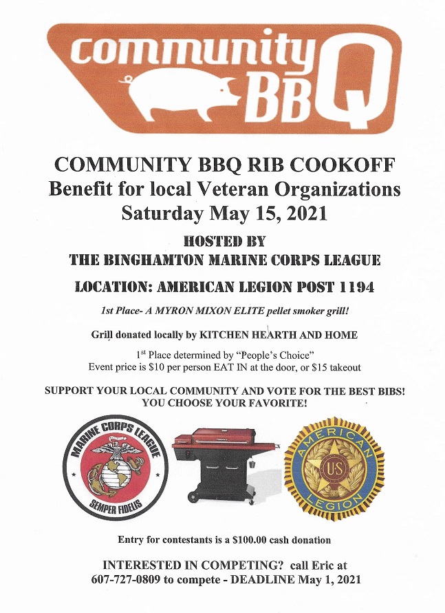 Community BBQ Rib Cook Off Chenango Bridge Red and White