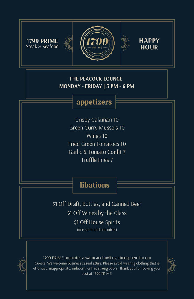 1799 Prime Dress Code 1799 Prime Steak & Seafood