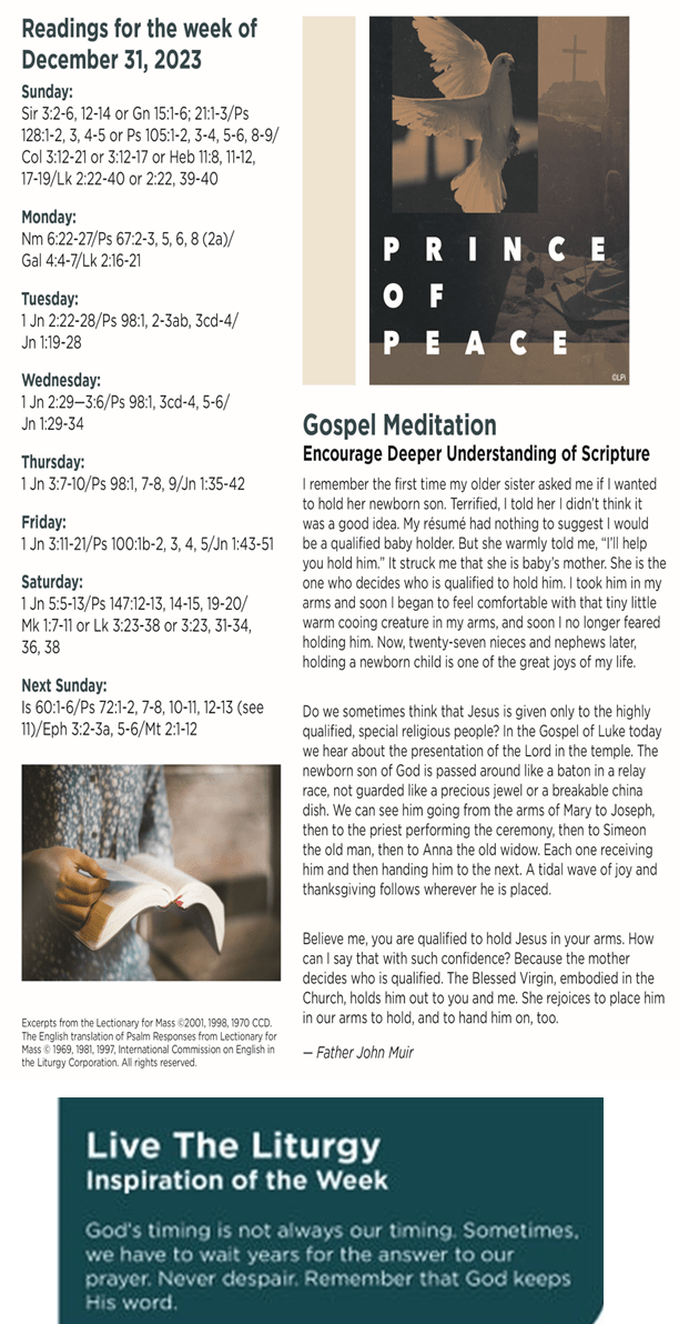 December 31, 2023 Reflections St. James Cazenovia Church