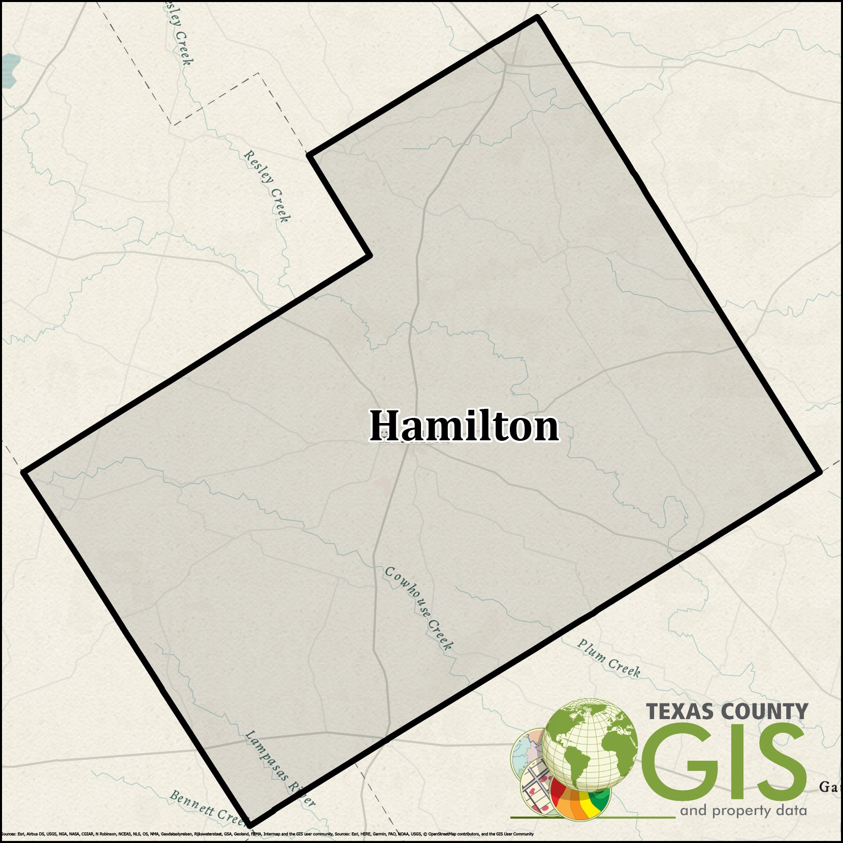 Hamilton County, TX GIS Shapefile & Property Data