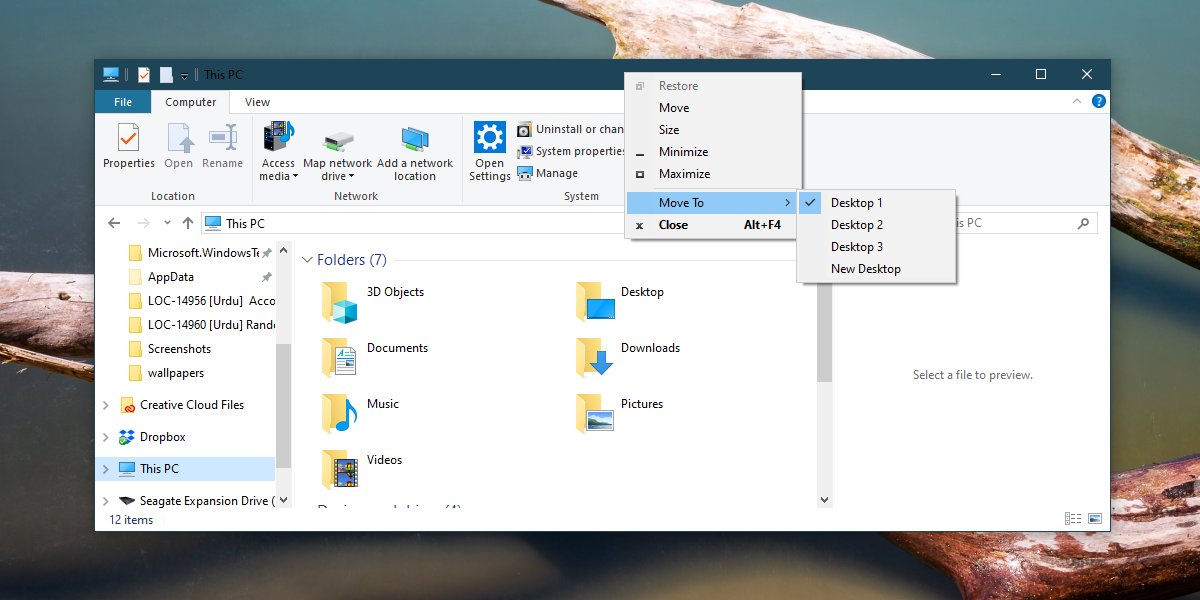 How to move windows between virtual desktops without Task View on Windows 10 Next Generation
