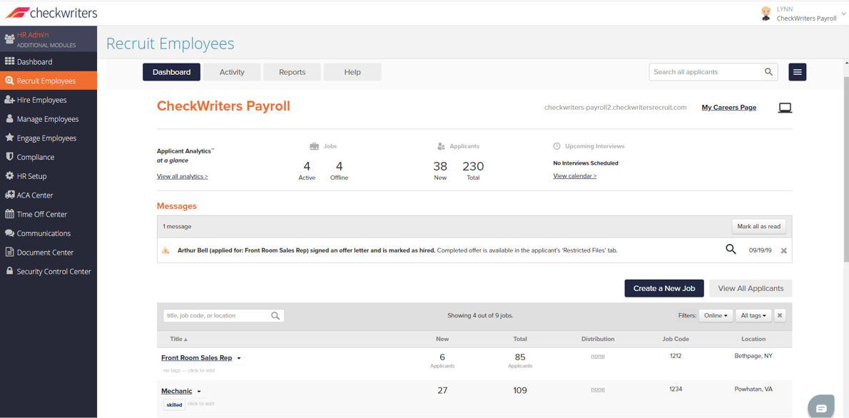 Applicant Tracking & Background Screening Checkwriters