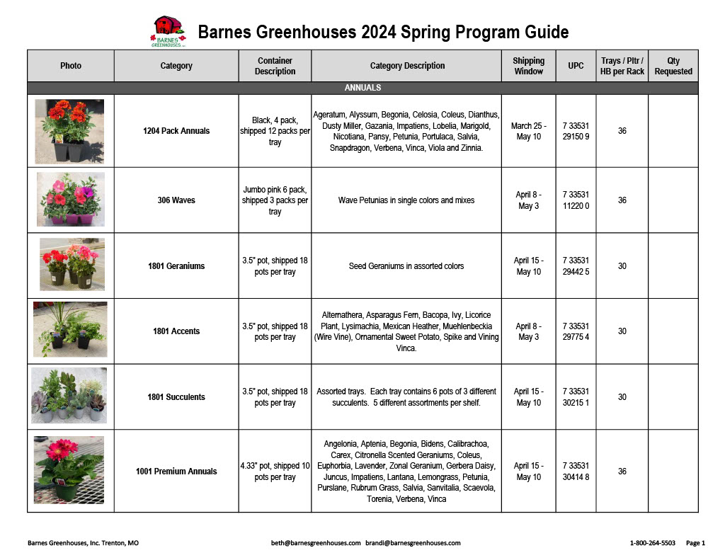 Wholesale Products Barnes Greenhouses