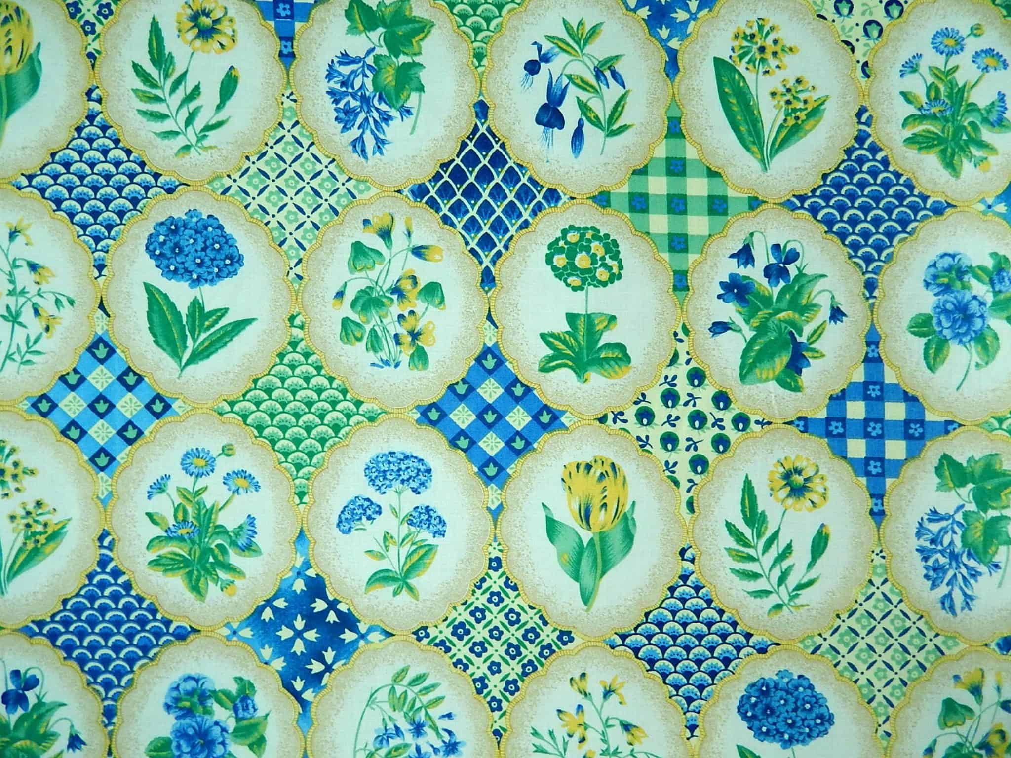 Concord Collette Yellow Blue Blue Yellow Cottage Fabric 1502 Fabrics