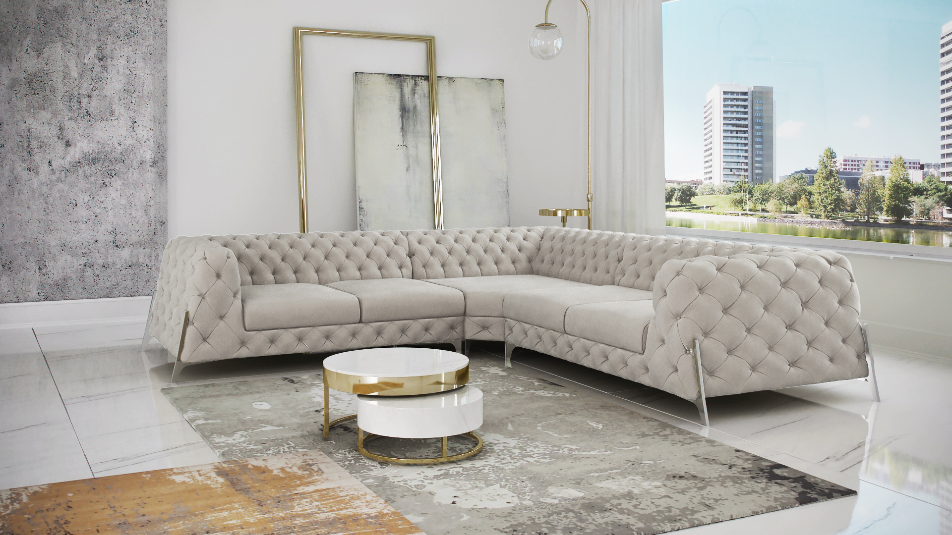 Luxury Miami Chesterfield 2×2 Corner Sofa 151 Statement Living