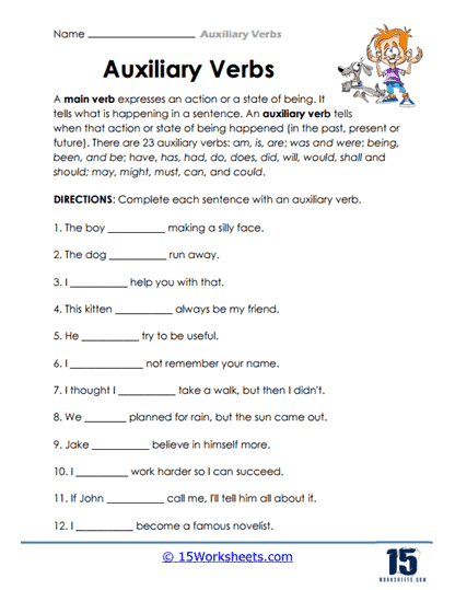 Auxiliary Verbs Worksheets - 15 Worksheets.com