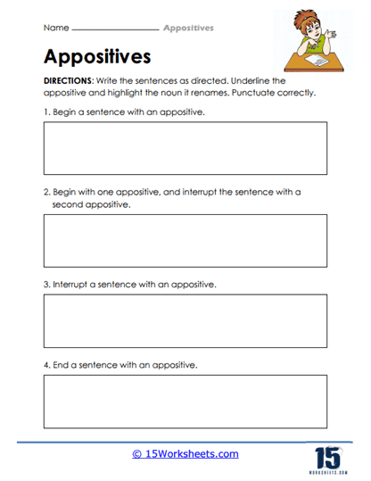 Appositives Worksheets - 15 Worksheets.com