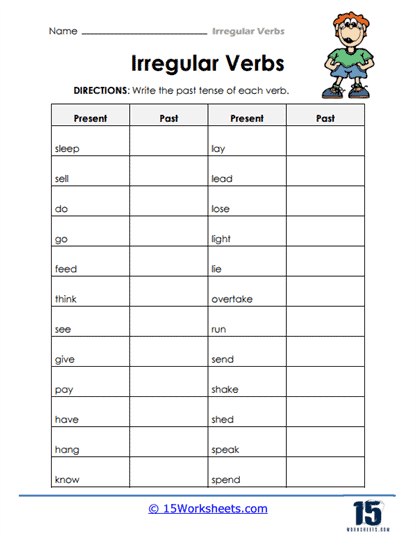 Irregular Verbs Worksheets - 15 Worksheets.com