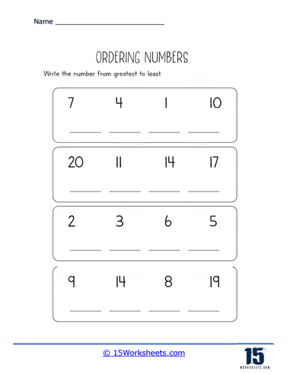 Ordering Numbers Worksheets - 15 Worksheets.com