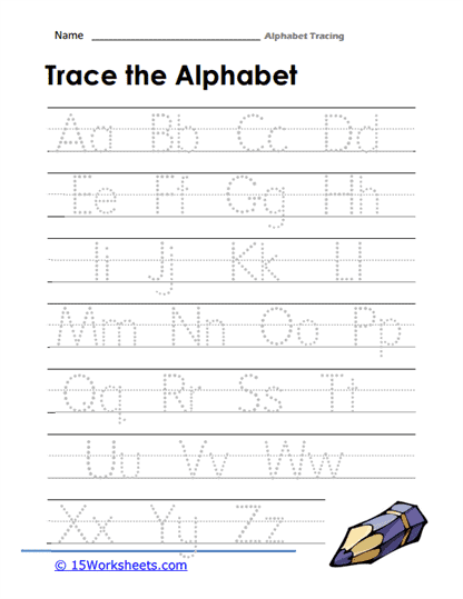 Alphabet Tracing Worksheets - 15 Worksheets.com