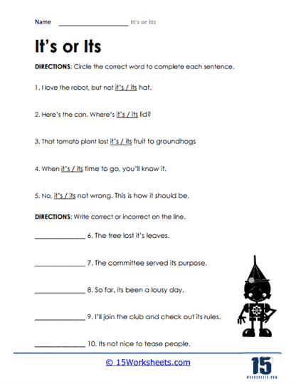 It’s or Its Worksheets - 15 Worksheets.com