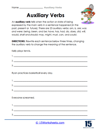 Auxiliary Verbs Worksheets - 15 Worksheets.com
