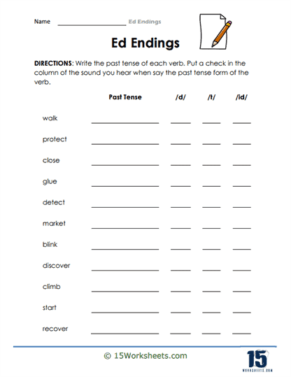 Ed Endings Worksheets - 15 Worksheets.com