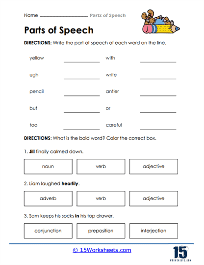 Parts of Speech Worksheets - 15 Worksheets.com