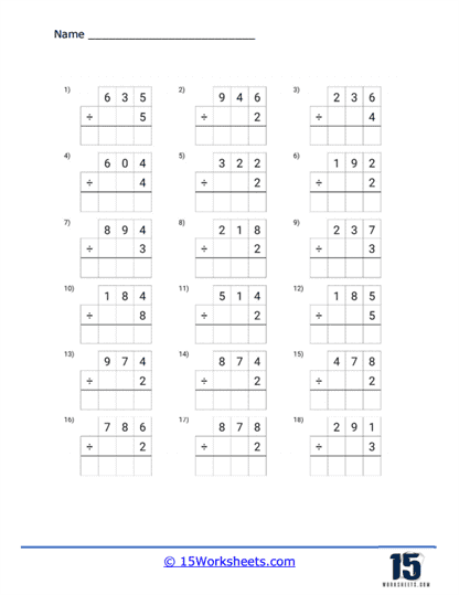 3-digit by 1-digit Division Worksheets - 15 Worksheets.com