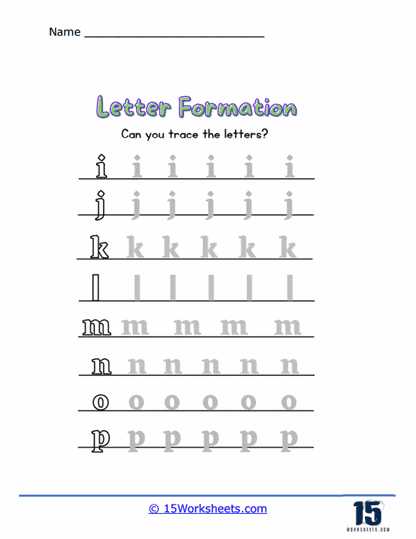 Letter Formation Worksheets - 15 Worksheets.com