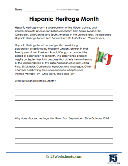 Hispanic Heritage Month Worksheets - 15 Worksheets.com