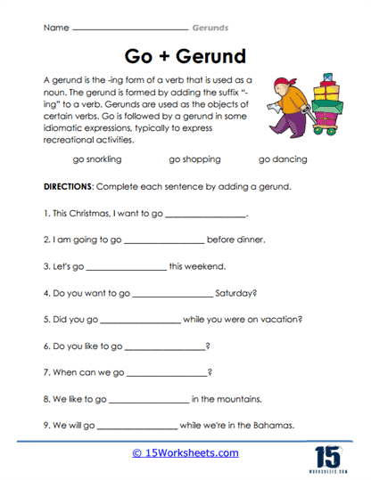 Gerunds Worksheets - 15 Worksheets.com