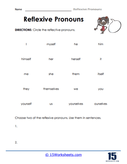 Reflexive Pronouns Worksheets - 15 Worksheets.com