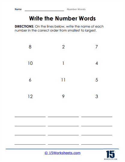 Numbers in Words Worksheets - 15 Worksheets.com