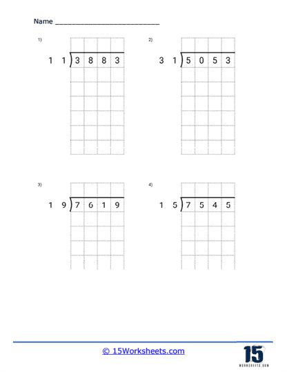 4-digit by 2-digit Division Worksheets - 15 Worksheets.com