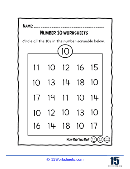 Number 10 Worksheets | Creative Practice Sheets - 15 Worksheets.com