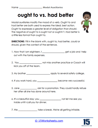 Modal Auxiliaries Worksheets - 15 Worksheets.com