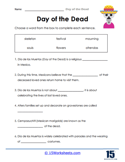 Day of the Dead Worksheets - 15 Worksheets.com