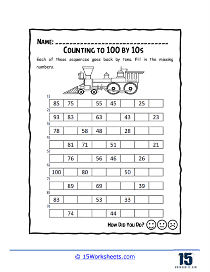 Counting to 100 By 10s Worksheets - 15 Worksheets.com