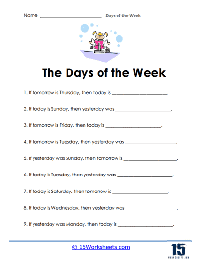 Days of the Week Worksheets - 15 Worksheets.com