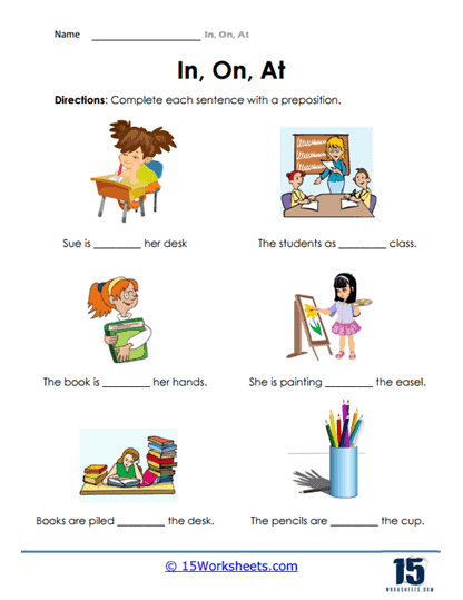 In, On, At Worksheets - 15 Worksheets.com