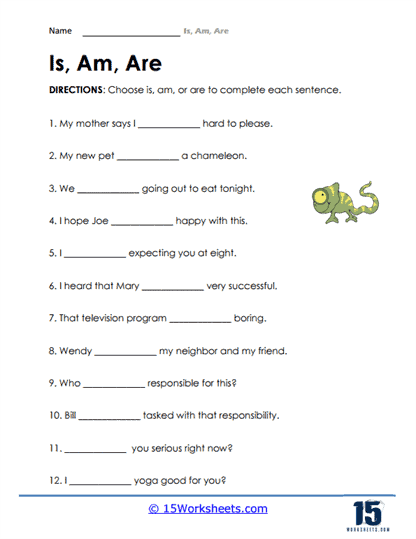 Is, Am, Are Worksheets - 15 Worksheets.com
