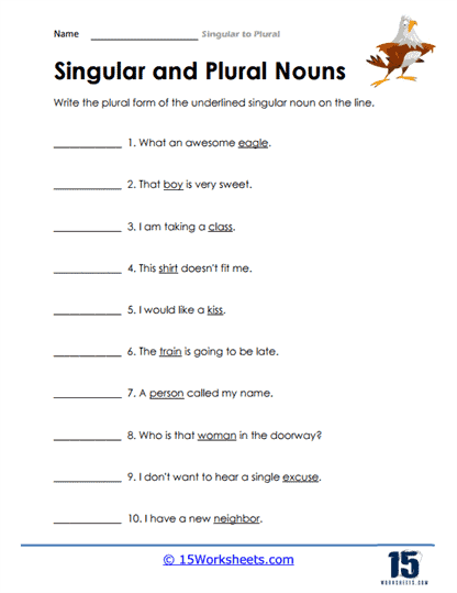 Singular to Plural Worksheets - 15 Worksheets.com