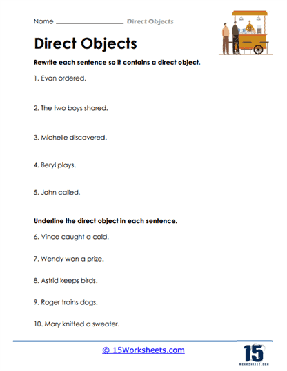 Direct Objects Worksheets - 15 Worksheets.com