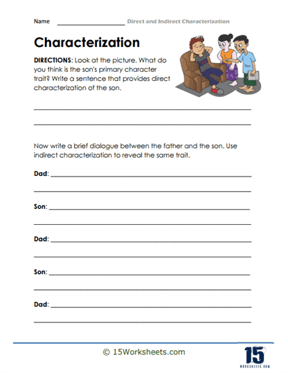 Direct and Indirect Characterization Worksheets