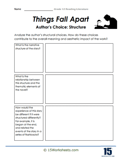 Reading Literature Comprehension Grade 12 Worksheets