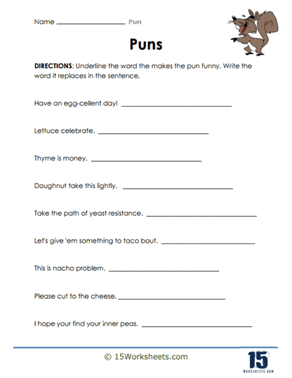Puns Worksheets - 15 Worksheets.com