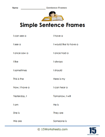 Sentence Frames Worksheets - 15 Worksheets.com