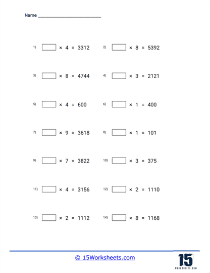 3 digit by 1 digit Multiplication Worksheets - 15 Worksheets.com