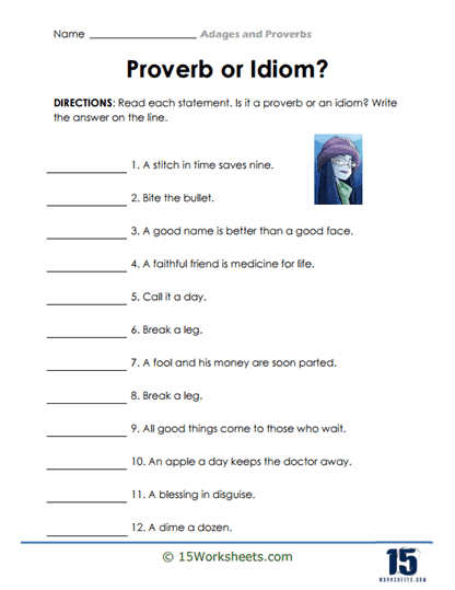 Adages and Proverbs Worksheets - 15 Worksheets.com