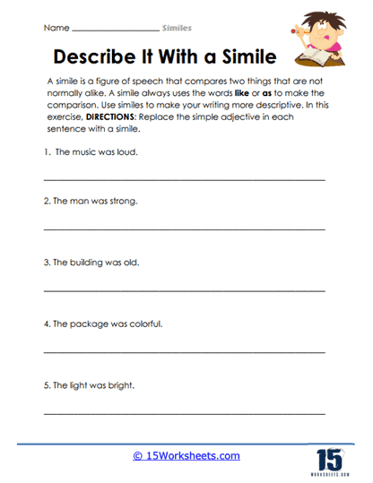 Similes Worksheets - 15 Worksheets.com