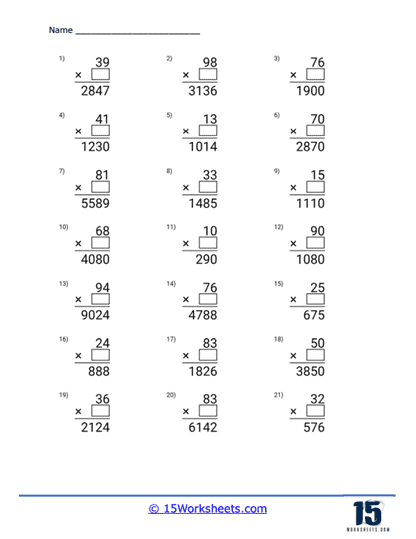 2 digit by 2 digit Multiplication Worksheets - 15 Worksheets.com