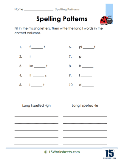 Spelling Patterns Worksheets - 15 Worksheets.com