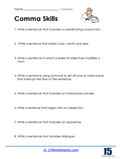 Commas Worksheets - 15 Worksheets.com