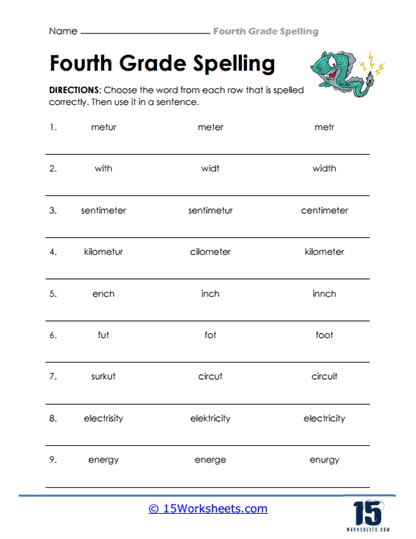 4th Grade Spelling Words Worksheets - 15 Worksheets.com